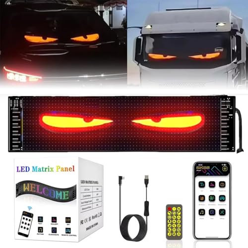 Ojos LED para Camión, Luz Devil Eyes para Parabrisas de Automóviles, Pantalla USB Flexible Programable Grande para Camiones, Control de Aplicación (7 * 17.3CM)