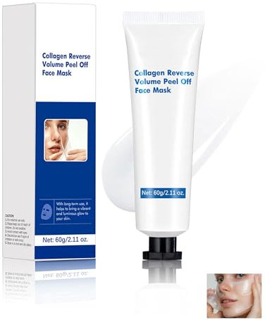Collagen Night Wrapping Facial Mask, Hydrolysiertes Kollagen Peel Off Gesichtsmaske Skincare, Feuchtigkeitspflege Nährstoffen Collagen Face Mask Strafft Haut verbessert Elastizität für Männer Frauen