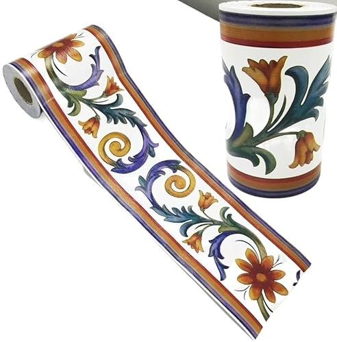 Cenefa Adhesiva Totem autoadhesivo de 10M, pegatina de pared Floral, línea de cintura, papel tapiz, pegatinas de bordes, bricolaje, decoración del hogar, papel de decoración de azulejos de vidrio Para
