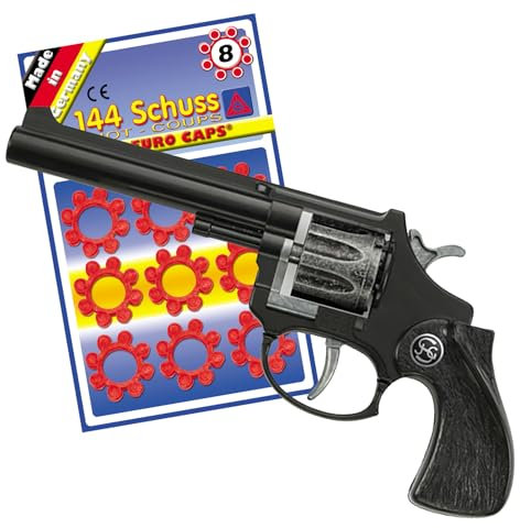 Hochwertige Pistole Revolver Gewehr inkl. 144 Schuss-Munition Polizei Cowboy für Kinder & Erwachsene Kostüm-Zubehör (Pistole R 88)