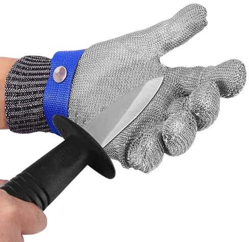 XINFAQAQ Gants Anti Coupure Niveau 9 Gant Anti Coupure Cuisine Gant à Huitre avec Gant en Coton et Couteau à Huîtres pour Découpe de Viande, Filet de Poisson, Mandoline, D'huîtres et Sculptu (S)
