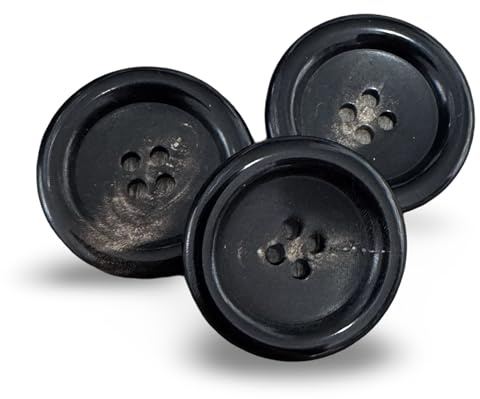 10 Stück echt Horn Knöpfe schwarz braun flach 4Loch in 15mm, 20mm, 22mm oder 25mm (22mm)
