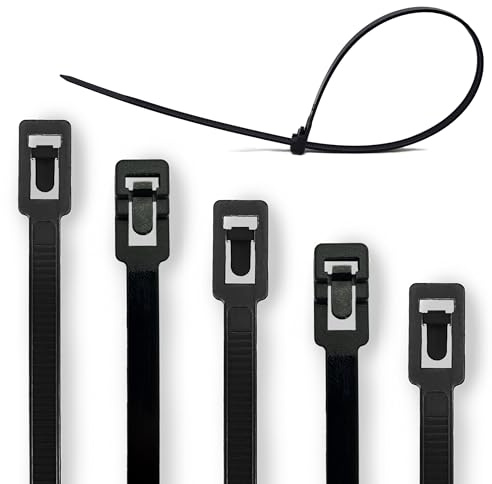 Packivo 100 Stück Kabelbinder, 3,6 mm x 150 mm, Schwarz, Nylon, Standard, Wiederverwendbar, UV-Beständig, Kabelmanagement, Büro, Werkstatt, Garten, Haushalt