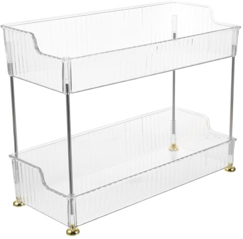 HOLIDYOYO Badezimmer Aufbewahrung Doppelstöckiges Desktop Organizer Für Kosmetik Und Toilettenartikel Vielseitiges Regalsystem Für Bad Küche Und Schlafzimmer
