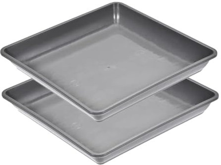 Square Plant Saucers, 2 Pcs Plastic Thicker Plant Pot Water Trays for Indoor Outdoor Garden Plants Flowers (Grey, 25x25 cm)