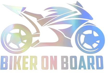 Motoforti Reflektierender Stoßstangenaufkleber Laser Rechteck Biker on Board Motorrad Muster Reflektierender Autoaufkleber Personalisierte Dekoration