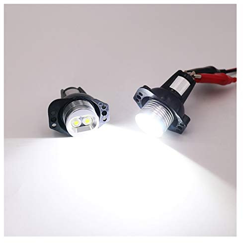 Angel Eyes,Angel Eyes Roller 2 Stück Marker Passend für BMW E90 E91 Angel Eyes Seitenglühbirne Weiß 20W 2006-2008 3 Serie E90 E91 SEADON WAGEN-Scheinwerfer E91