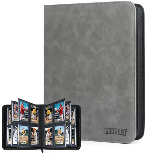 MIXPOET Top Loader Sammelkartenalbum für 112 Loader, 4 Taschen Trading Card Hüllen für YGO/MTG/TCG Kartensammelalben, Sportkarten