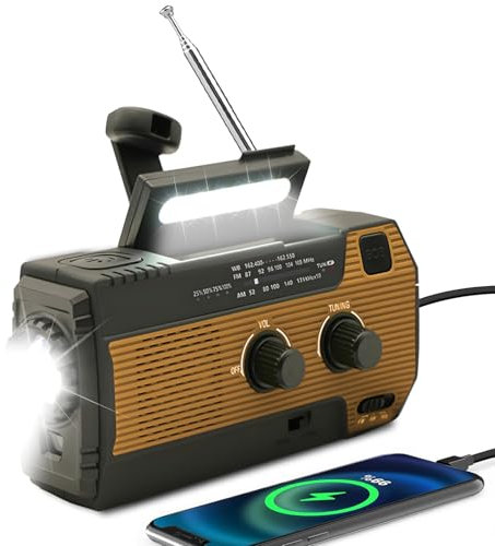 Wind Up Solar Radio,SOLARBABY Emergency Radio,Self-Powered Crank Radio with LED Torch,SOS Alarm, AM/FM Weather Radio with 4000 mAh Battery for Emergency Charging from Smartphone(Orange)