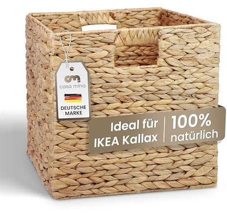 Casa Mina® Aufbewahrungskorb geflochten ideal für alle Regale I Nachhaltiger Seegras Korb geflochten aus Naturmaterial I Flechtkorb mit Griffen I Pflegeleichter, modern geflochtener Korb 31x31x31cm