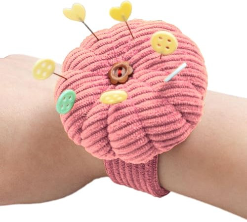 Handgelenkschlaufe: Nadelkissen in Kürbisform, Pinzette für den Ring, Nadelkissen zum Nähen mit einem verstellbaren elastischen Band, alle Handgelenkgrößen