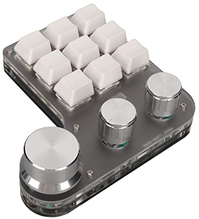 Hamwesh Mini Macro MECANICAL Gaming Clavier, 9 Touches 3 Boutons RVB RGB Clavier Programmable Backlit avec connectivité USB pour Les Jeux et Le Travail (White)