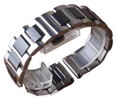 MENGKEG Uhrenarmband Gerades Ende Edelstahl Wrap Keramik Schwarz Uhrenarmband Armband 14mm 15mm 16mm 17mm 18mm 19mm 20mm 21mm 22mm neu(19mm)