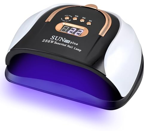 HyAdierTech 256W Lámpara Secadora de Uñas, Profesional LED UV Lampara Uñas Gel con 4 Temporizadores, Sensor de Inicio Automático, 57 Cuentas Luz UV y Pantalla LCD para DoméStico y Salones Manicura