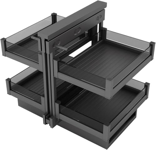 Blind Corner Cabinet Pull-Out Organiser with 4 Storage Baskets, Extendable Cupboard Storage Rack Shelf for Home Kitchen (700mm)