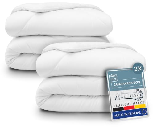 Beautissu 2er Set Allergiker Bettdecke Ganzjahresdecke Steppdecke Duvet | 135x200cm Übergangsdecke warm Mikrofaserdecke Blanket Ganzjahresbettdecke Schlafdecke MD Atmungsaktiv 135x200 Steppbett Mono