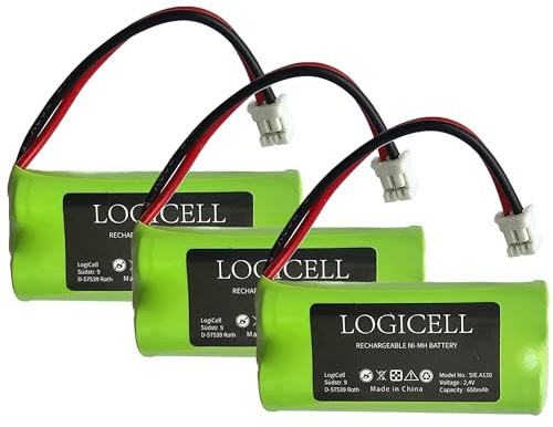 3 x Original LogiCell Akku für Siemens Gigaset A26 AS 15 AS140 A12 A14 A16 A24 A120 A140 A150 A160 A165 A240 A245 A260 A265 A345 Trio AS150 / T-Com Sinus 100 / v30145-k1310-x359, 2,4V, NiMH, 650mAh