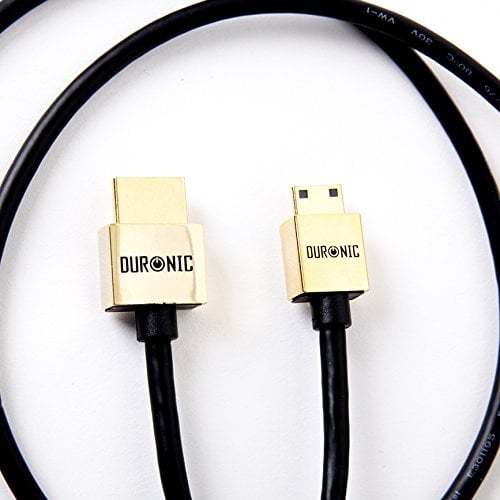 Duronic Mini HDMI Cable [ HDAC /1] | 1 Metre | BLACK | 2.0 2160p 4K Ultra-High-Speed HDMI to Mini HDMI Lead | 24K Gold Plated Male Connectors | For DSLR Digital Camera, Camcorder, MP4 Player, Tablet