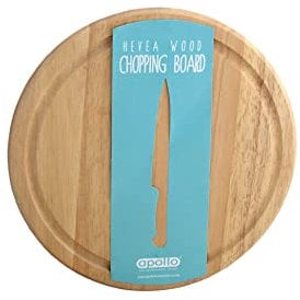 Apollo Rubberwood Round Bread Board, Wood, Brown, 25.2 x 12.9 x 0.5 cm, 6875