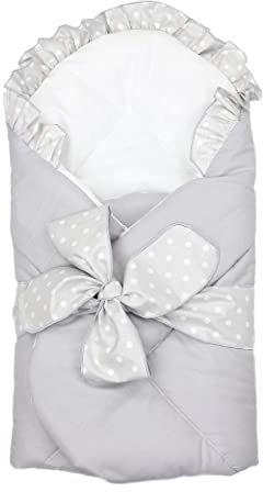 TupTam Unisex Baby Einschlagdecke mit Schleife, Farbe: Grau, Größe: 70 x 70 cm