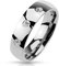 Bungsa 52 (16.6) Ring Stein Damen mit 3 gefassten Kristallen Edelstahl hochglanzpoliert Silber Herrenring (Fingerring Partnerringe Verlobungsringe Trauringe Damenring Edelstahlring Chirurgenstahl)
