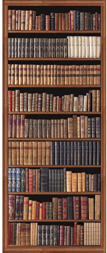 Papier peint intissé Panoramique 250 cm X 96 cm, Décoration Murale, Collection de livres anciens, Photo d'une bibliothèque ancienne marron.