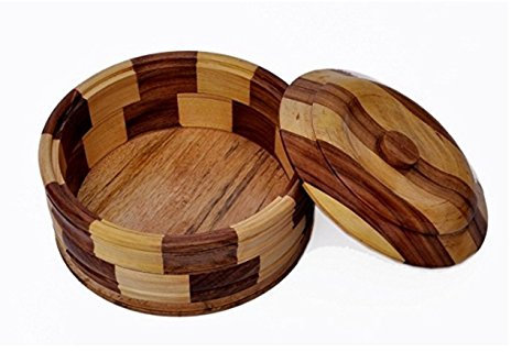 Royal Wooden Casserole/Hot Box/Chapati Box Serving Bowl with Lid 9 Inches (Largest Size)