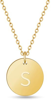 GD GOOD.designs Kette mit Buchstabe S Gold 18 Karat - Wasserfest I Goldkette für Damen mit A-Z Anhänger I Initial Buchstabenkette - Valentinstag-Geschenk für Sie und Ihn
