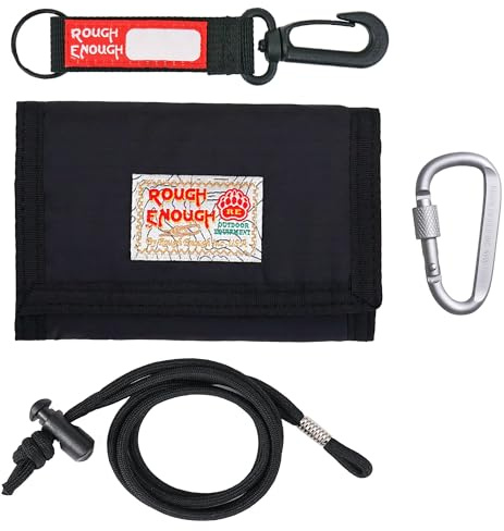 Rough Enough Kinder-Geldbörse für Teenager, Jungen, mit Umhängeband, Nylon, Schlüsselanhänger