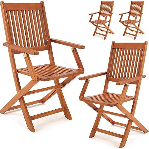 Casaria 4er Set Gartenstuhl Sydney FSC®-zertifiziertes Akazienholz klappbar Klappstuhl Hochlehner Garten Klappsessel