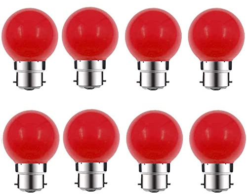 ZFQ 8 Pack B22 Bayonet Colored LED Light Bulbs 2W G45 Golf Ball Mini Globe Bulb Lighting Bulbs,Red for Outdoor Indoor String Patio Garden Party Christmas, Tree, Fairy Party Night Lights