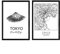 Nacnic Pack Poster Tokyo - der Mount Fuji. Blätter mit Denkmälern von Städten. A4-Format mit Rahmen