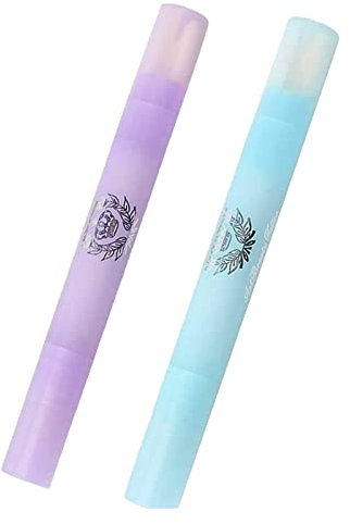 iwobi 2 Stücke Nail Art Entfernung Stifte, Nagellack Korrekturstift mit 6 Austauschbare Ersatzspitzen, Nagellack Entferner Stifte Nagellackentferner Stift mit Baumwollköpfen(Lila + Blau)
