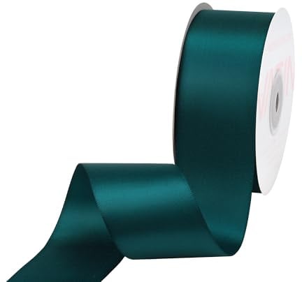VATIN 38mm Wide Double Faced Polyester Teal Satin Ribbon Continuous Ribbon- 23 Metre, Perfect for Wedding, Gift Wrapping, Bow Making& Other Projects