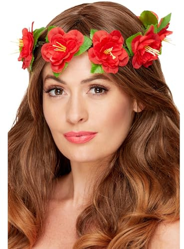 Smiffys Hawaiianische Blumenkrone, Rot