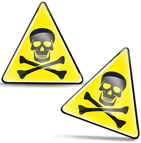 SkinoEu® 2 x Aufkleber 3D Gel Silikon Achtung Warnung Warning Sticker Hinweis Hochspannung Strom Warnschilder Gefahrenzone Alarmanlage Warnschild Biohazardaufkleber KS 122