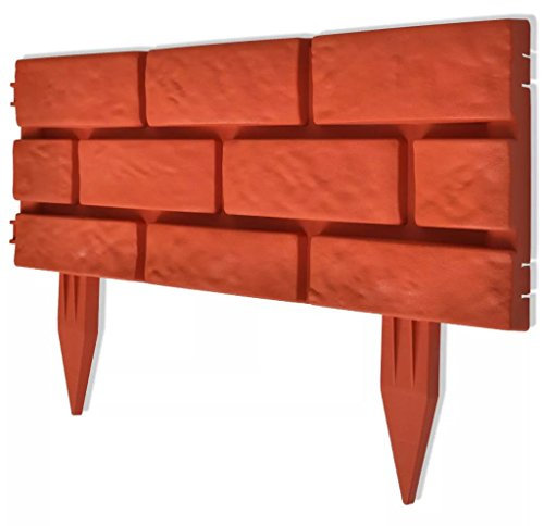 yorten 11er-Set Palisade Dekorativer Gartenzaun Beeteinfassung Beetumrandung Gesamtl?nge ca. 5 Meter Rot