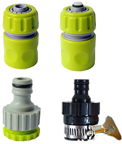 Juego básico de Ajuste de Manguera,Kit de Conector de Grifo de Manguera para riego,Lavado de Autos, Lavadora(Conector rápido de Tubo de 1/2 + Adaptador de Grifo) -4/Verde Claro