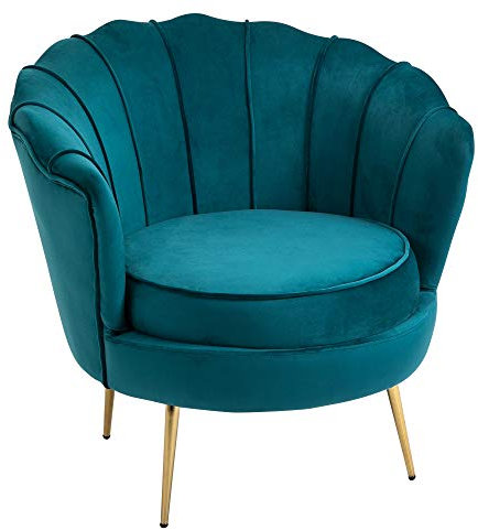 HOMCOM Poltrona Design Vintage in Velluto, Poltroncina Rétro da Camera, Soggiorno o Ufficio, Verde Petrolio 79x77x77cm