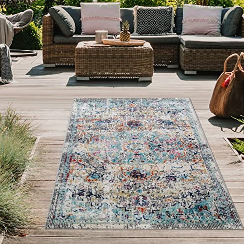 Teppich-Traum LÄUFER Orientteppich In- & Outdoor Vintagestyle bunt Größe 80x150 cm