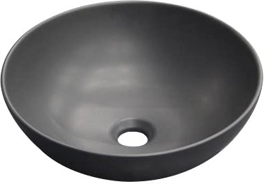 VBChome Waschbecken 40 cm Keramik Schwarz halbmatt Rund Oval Waschtisch Handwaschbecken Aufsatzwaschbecken Waschschale Gäste WC