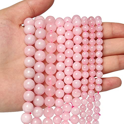 45pcs 8mm Natural Stone Beads Rose Quartz Beads Energy Crystal Healing Power Gemstone for Jewelry Making, DIY Bracelet Necklace