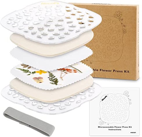 Aboofx Microwave Flower Press Kit, 6.3 x 6.3 inch(16x16cm) Quick Drying Flowers Pressing Kit, Flower Press for Adults, Pressed Flowers Plant Wedding Bouquet Preservation for DIY Arts Crafts Lovers