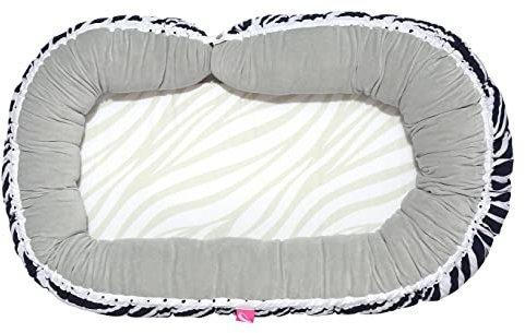 Mother hood für Babys und Säuglinge Babynest + Junior Sleepy-C - Multifunktionales Babynest, Babybett (Zebra dunkelblau), 054/168, 92×52cm, Lagerungskissen Junior Sleepy-C ca. 220cm