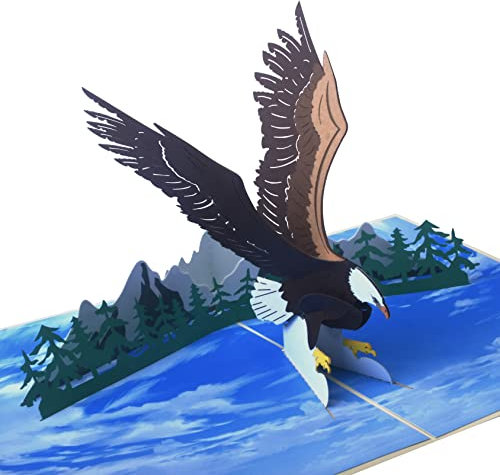 Iskueal 3D-Pop-Up-Grußkarte, Motiv: Soaring Free Adler, Vatertagskarte, für den Freund des Sohnes Ehemanns, Glückwünsche an die Armee im Ruhestand und Adlerpfadfinder, Geschenk mit Umschlag und