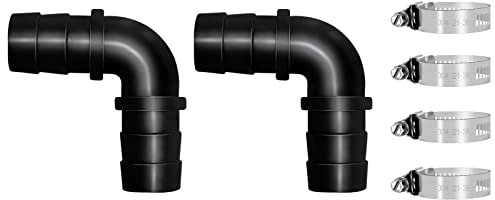 Longrun 1 Inch Elbow Barb Fitting Pond Hose Adapter Air Hose Fittings, Garden Hose Quick Connecter with 4 Clamps for Pool Spillway Waterfall Fountain Tube-6 Pieces Set