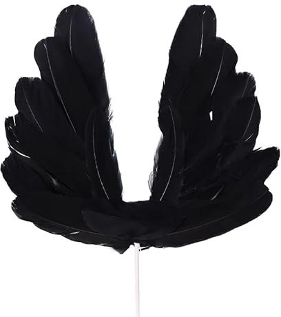 5 piezas de decoración para tartas de bandera de ala de ángel para aniversario, baby shower, decoración de boda, suministros de fiesta (negro)