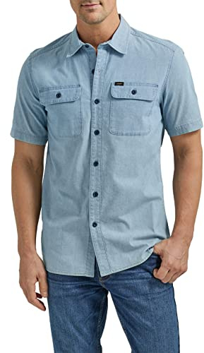 Lee Extreme Motion All Purpose Classic Fit Short Sleeve Button Down Worker Shirt Extreme Motion - Camisa Multiusos de Manga Corta con Botones y Ajuste clásico Hombre