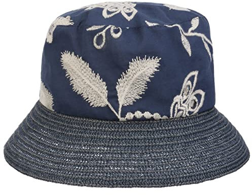 Mayser Alva Bucket Stoffhut Fischerhut Damenhut Gartenhut Sommerhut Reisehut Damen - Made in The EU Sommer Frühling-Sommer - M (57-58 cm) dunkelblau
