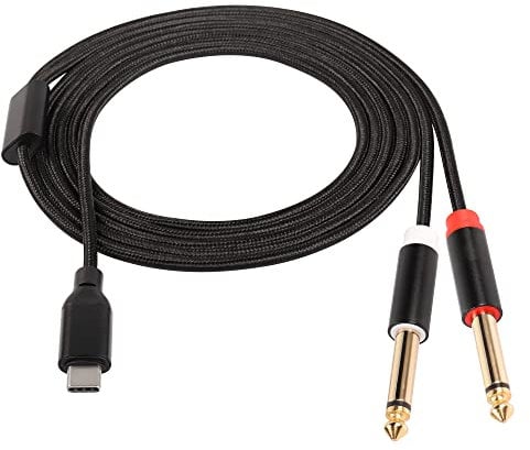 CERRXIAN Cavo stereo da USB C a doppio da 6,35 mm TRS, da USB C a 1/4, cavo audio da USB tipo C maschio a 2 x 6,35 mm mono maschio AUX Y splitter per tablet, laptop, telefono, amplificatore